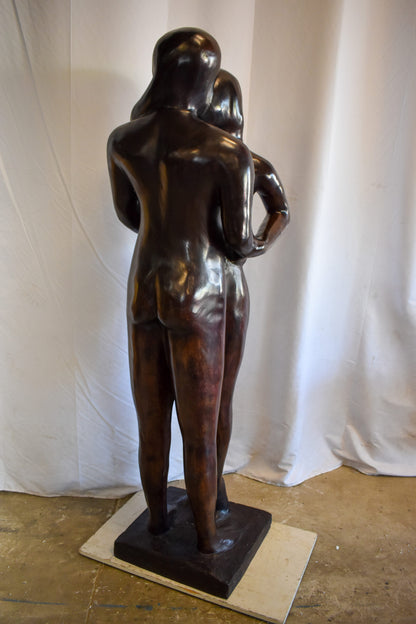 Two Lovers Embracing Standing Up Bronze Statue 22" x 19" x 73"H