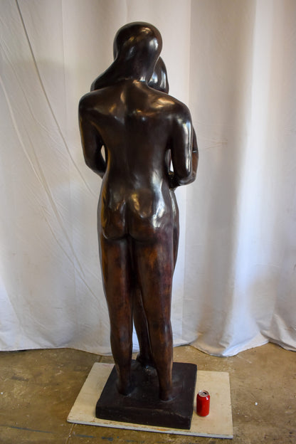 Two Lovers Embracing Standing Up Bronze Statue 22" x 19" x 73"H