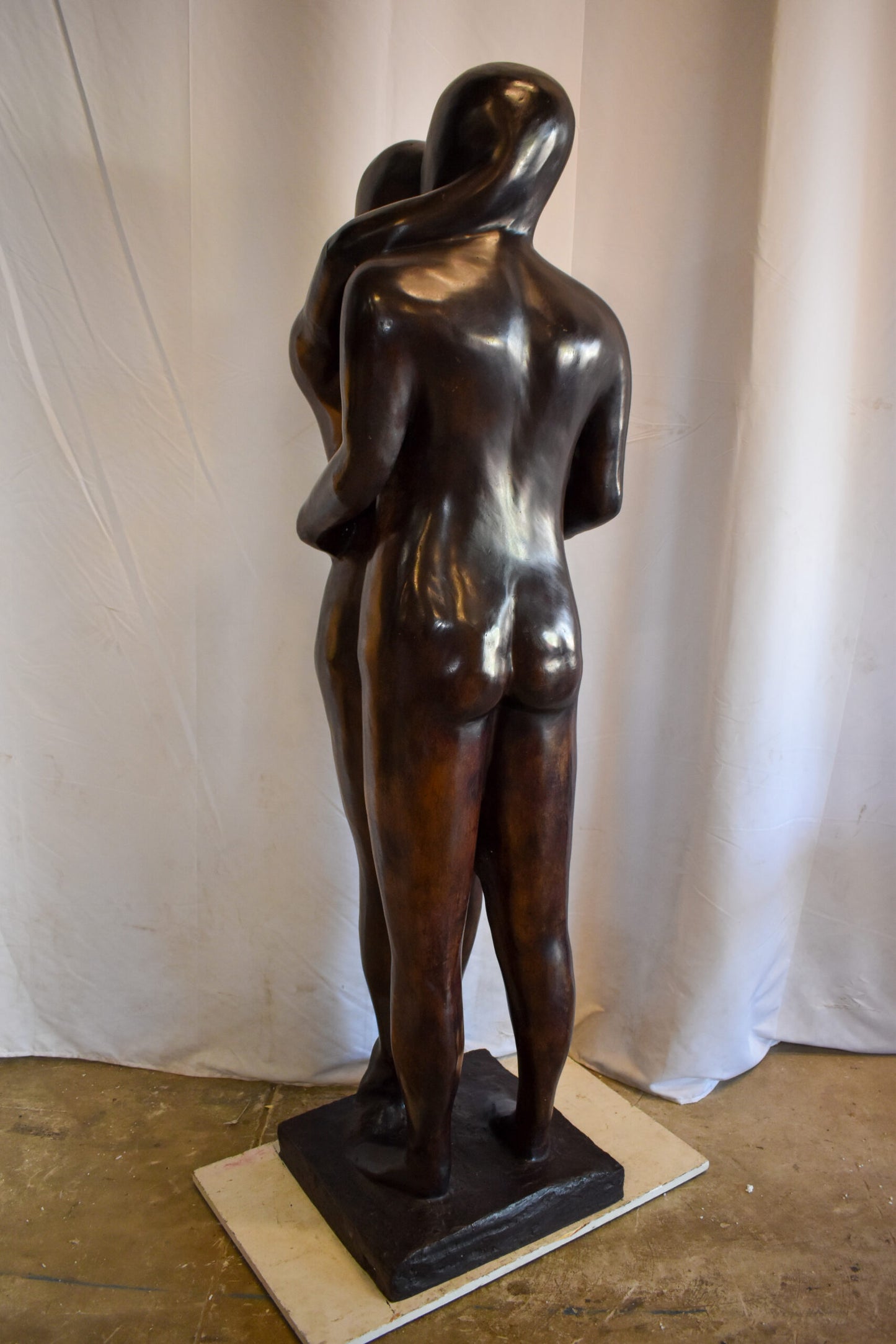 Two Lovers Embracing Standing Up Bronze Statue 22" x 19" x 73"H