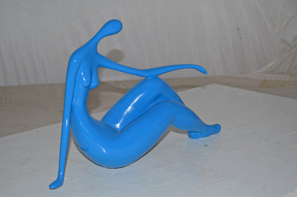 Modern Art Medium Blue Women on the Beach Resin Statue - Size: 14" x 4" x 9"H