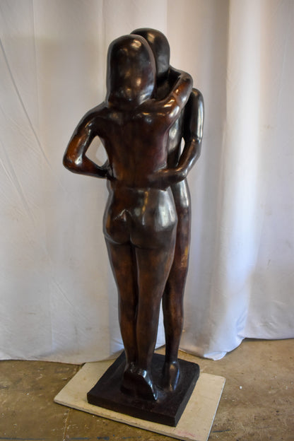 Two Lovers Embracing Standing Up Bronze Statue 22" x 19" x 73"H