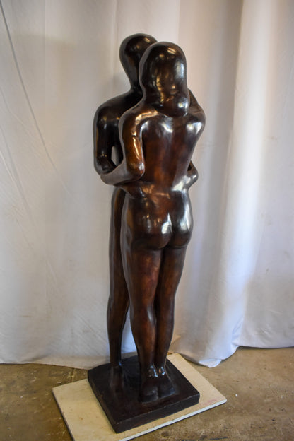Two Lovers Embracing Standing Up Bronze Statue 22" x 19" x 73"H