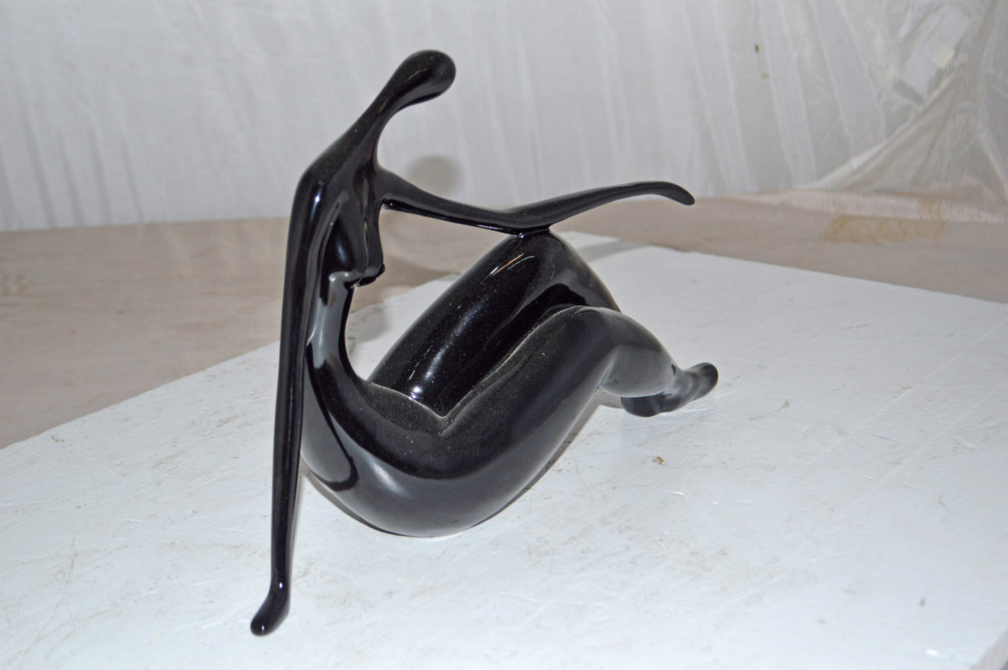 Modern Art Medium Black Women on the Beach Resin Statue - Size: 14" x 4" x 9"H