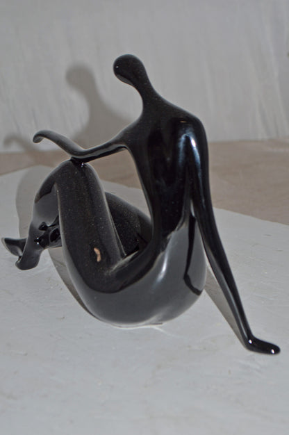 Modern Art Medium Black Women on the Beach Resin Statue - Size: 14" x 4" x 9"H