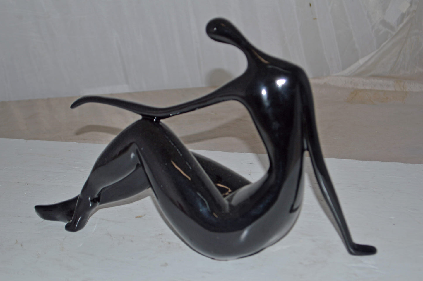 Modern Art Medium Black Women on the Beach Resin Statue - Size: 14" x 4" x 9"H