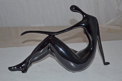Modern Art Medium Black Women on the Beach Resin Statue - Size: 14" x 4" x 9"H