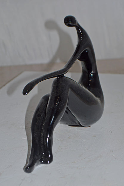 Modern Art Medium Black Women on the Beach Resin Statue - Size: 14" x 4" x 9"H