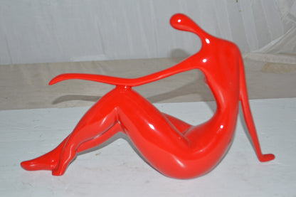 Modern Art Medium Red Women on the Beach Resin Statue - Size: 14" x 4" x 9"H