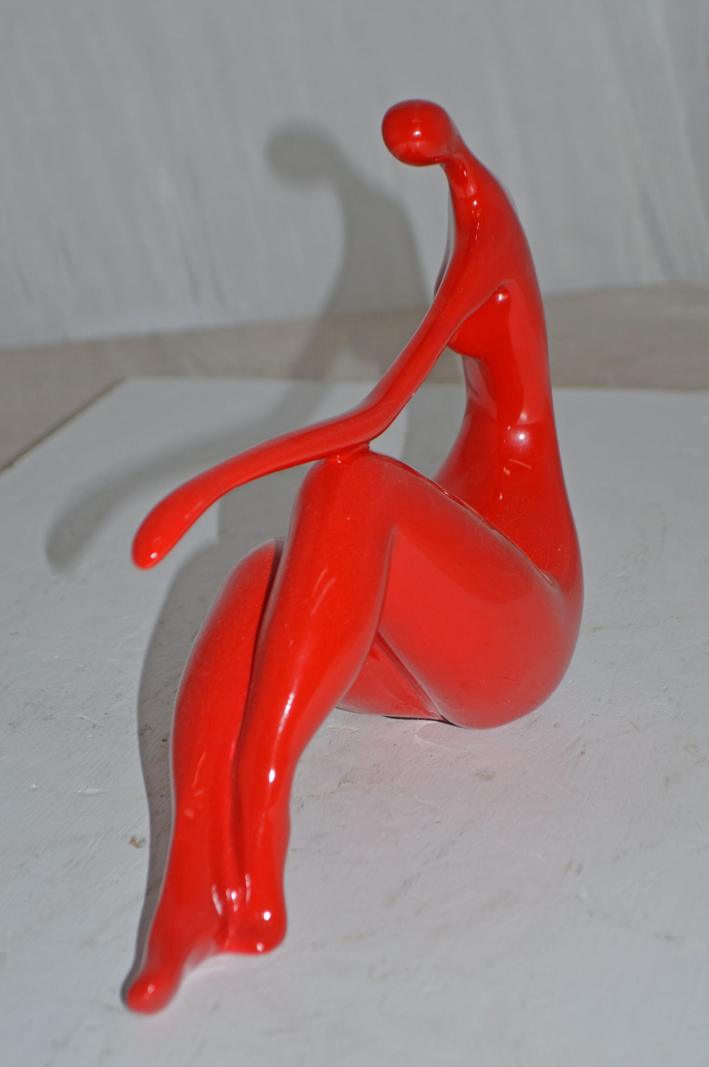 Modern Art Medium Red Women on the Beach Resin Statue - Size: 14" x 4" x 9"H