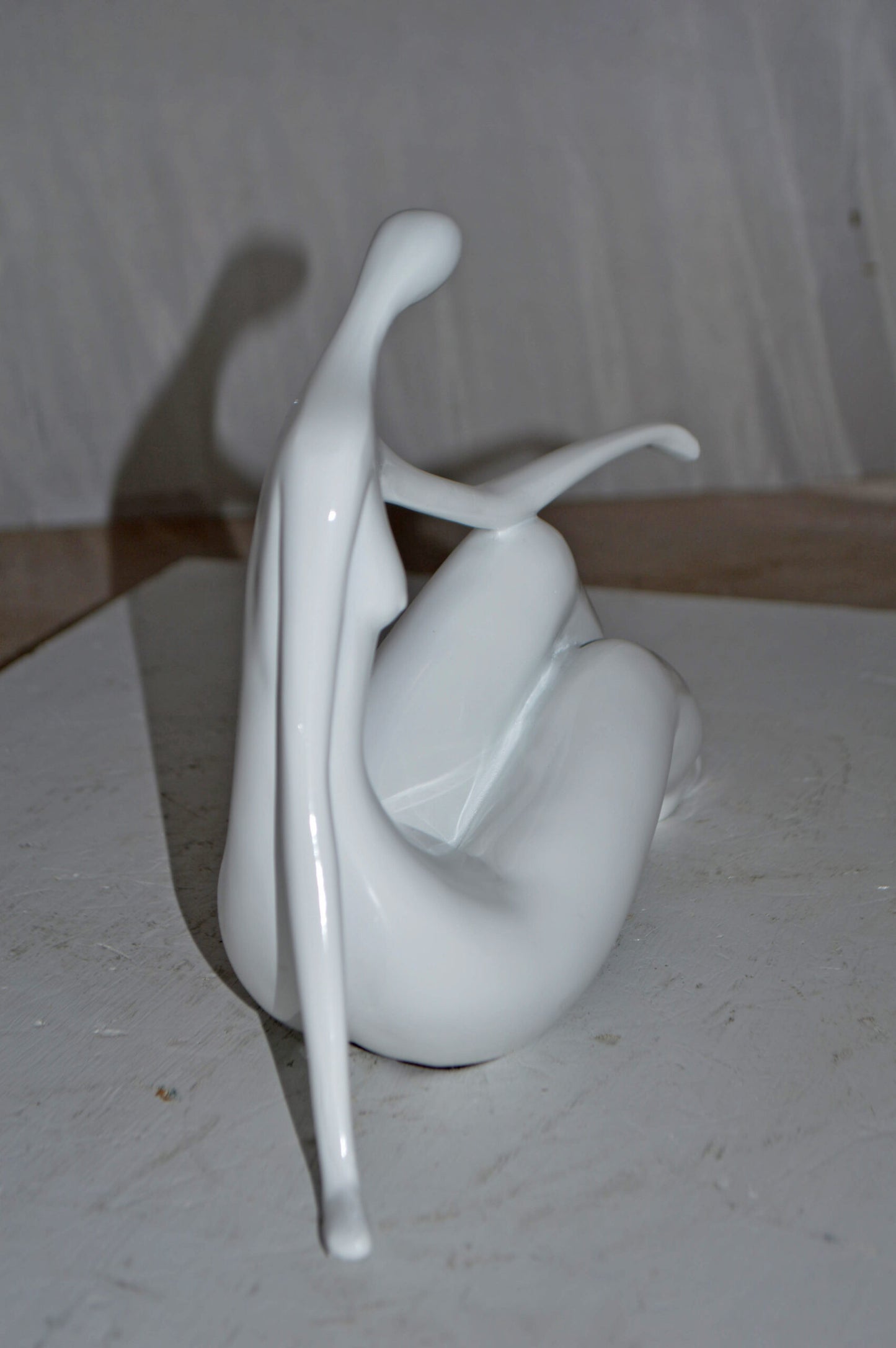 Modern Art Medium White Women on the Beach Resin Statue - Size: 14" x 4" x 9"H