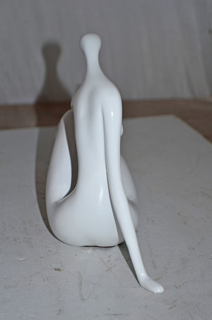 Modern Art Medium White Women on the Beach Resin Statue - Size: 14" x 4" x 9"H