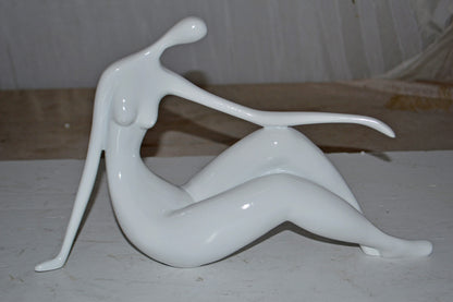 Modern Art Medium White Women on the Beach Resin Statue - Size: 14" x 4" x 9"H
