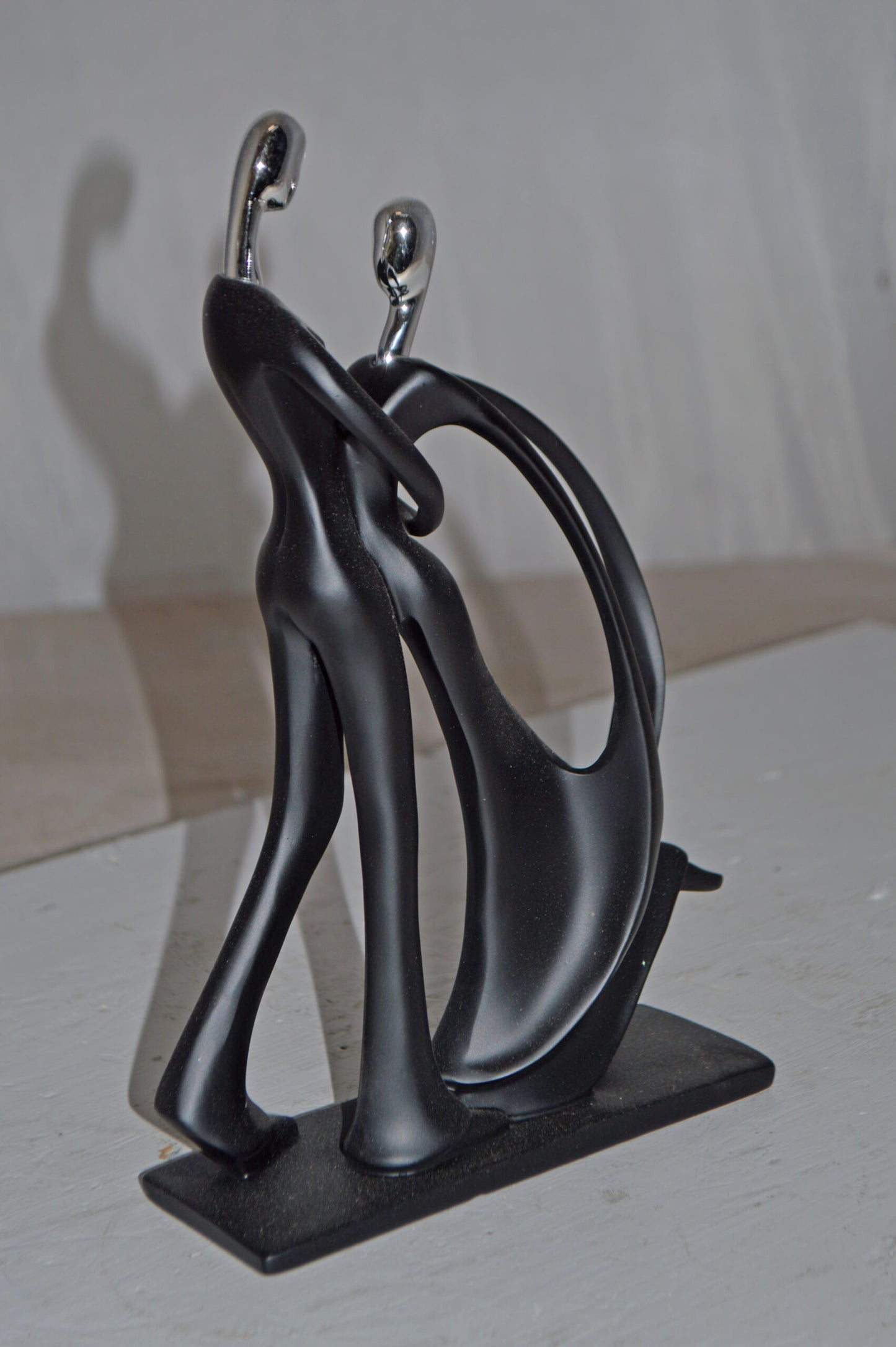 Modern Art Dancers Black with Chrome Head Resin Statue - Size: 7" x 3" x 11"H