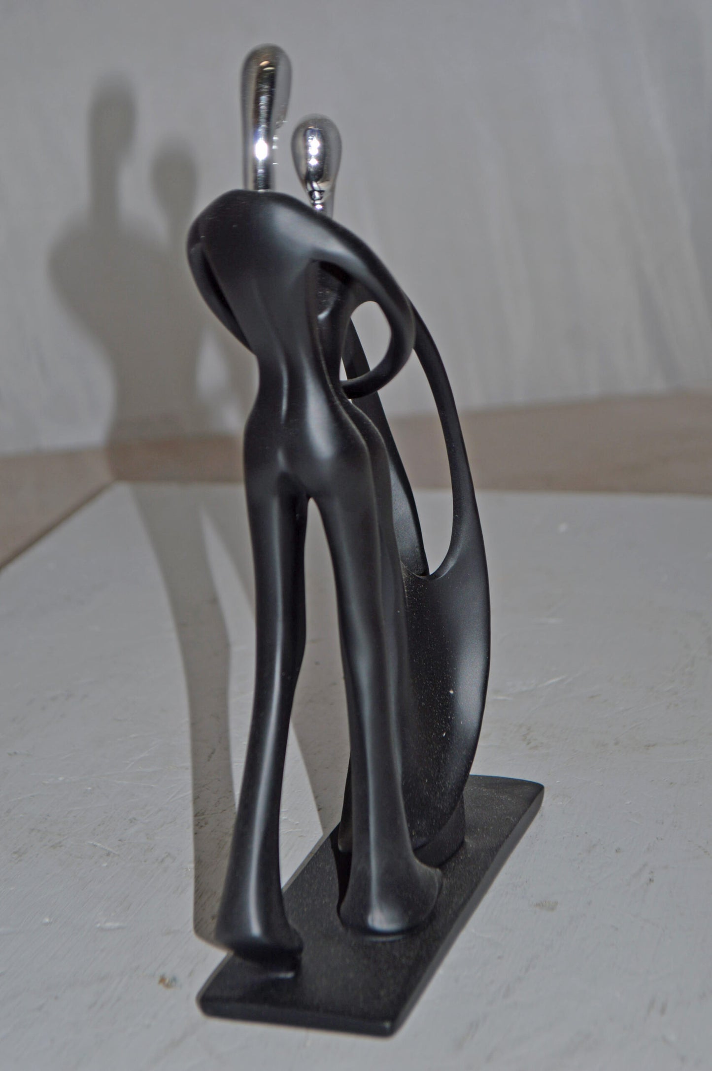 Modern Art Dancers Black with Chrome Head Resin Statue - Size: 7" x 3" x 11"H