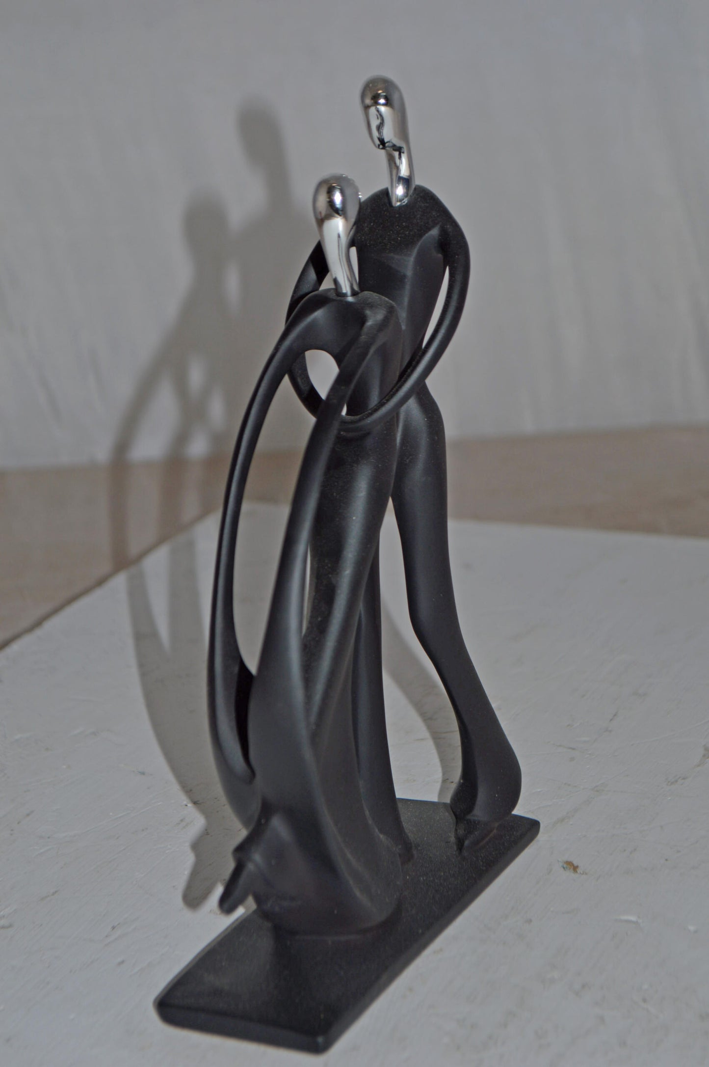 Modern Art Dancers Black with Chrome Head Resin Statue - Size: 7" x 3" x 11"H