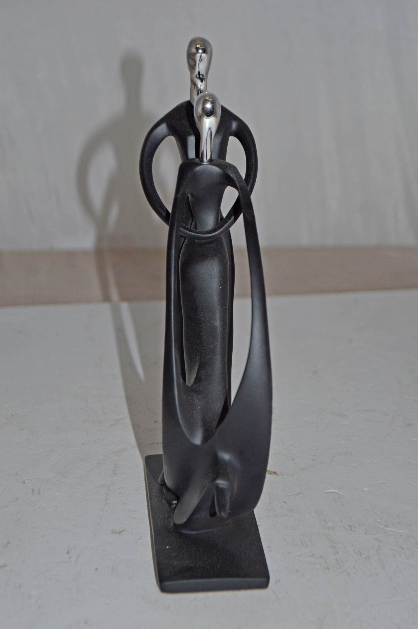 Modern Art Dancers Black with Chrome Head Resin Statue - Size: 7" x 3" x 11"H