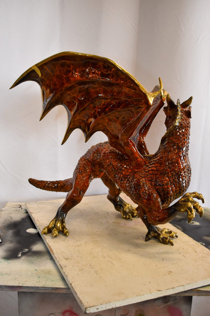 Dragon Bronze Statue with Brown Enamel Finish 32" x 36" x 25"H