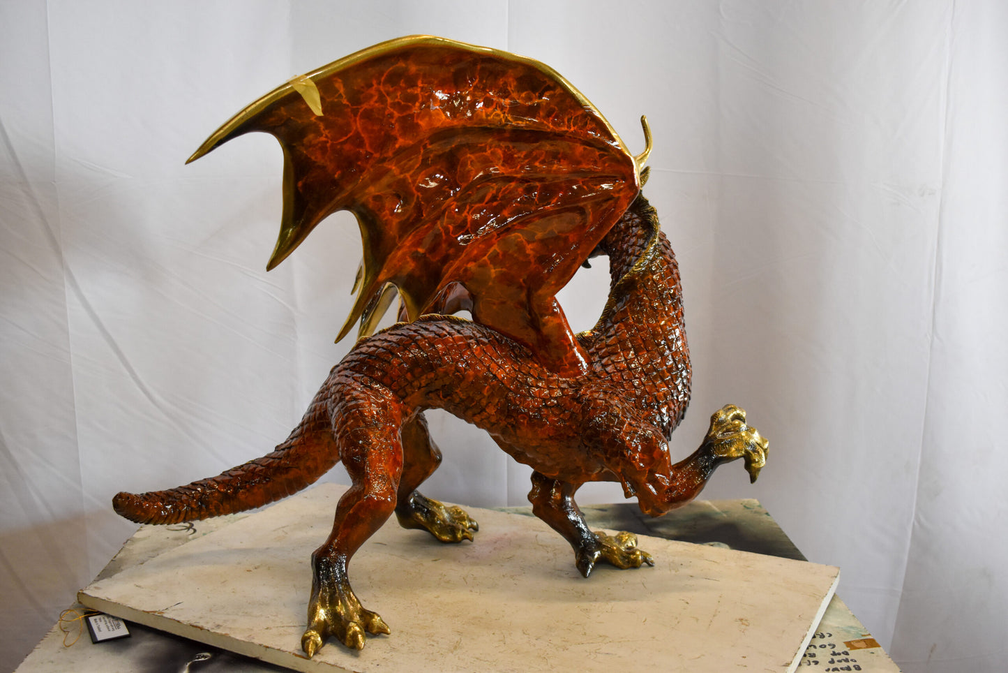 Dragon Bronze Statue with Brown Enamel Finish 32" x 36" x 25"H