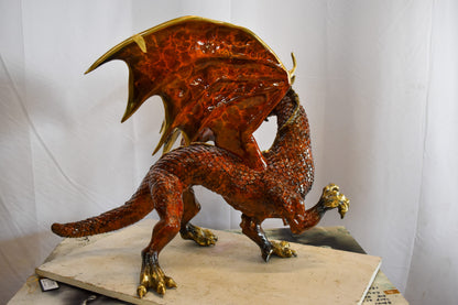 Dragon Bronze Statue with Brown Enamel Finish 32" x 36" x 25"H