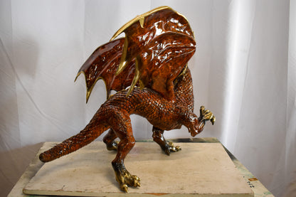Dragon Bronze Statue with Brown Enamel Finish 32" x 36" x 25"H