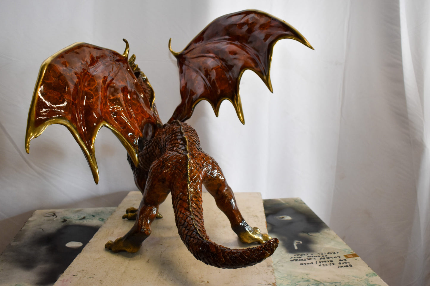 Dragon Bronze Statue with Brown Enamel Finish 32" x 36" x 25"H