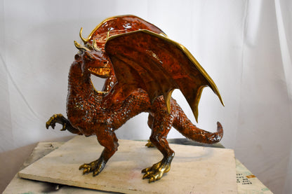 Dragon Bronze Statue with Brown Enamel Finish 32" x 36" x 25"H