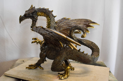 Dragon Bronze Statue with Two Tone Bronze Finish 32" x 36" x 25"H