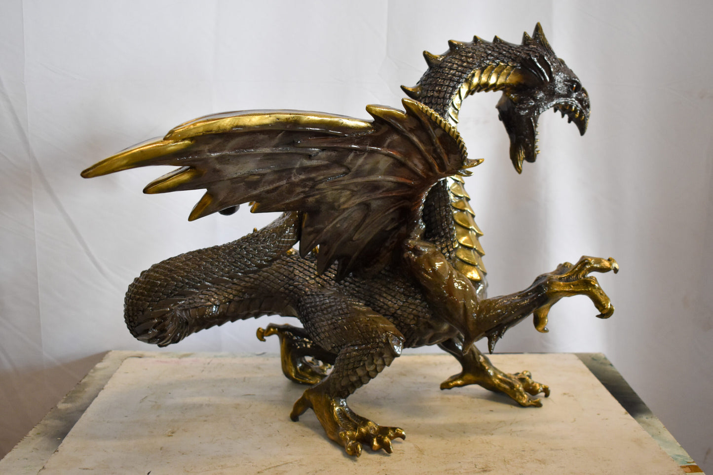 Dragon Bronze Statue with Two Tone Bronze Finish 32" x 36" x 25"H
