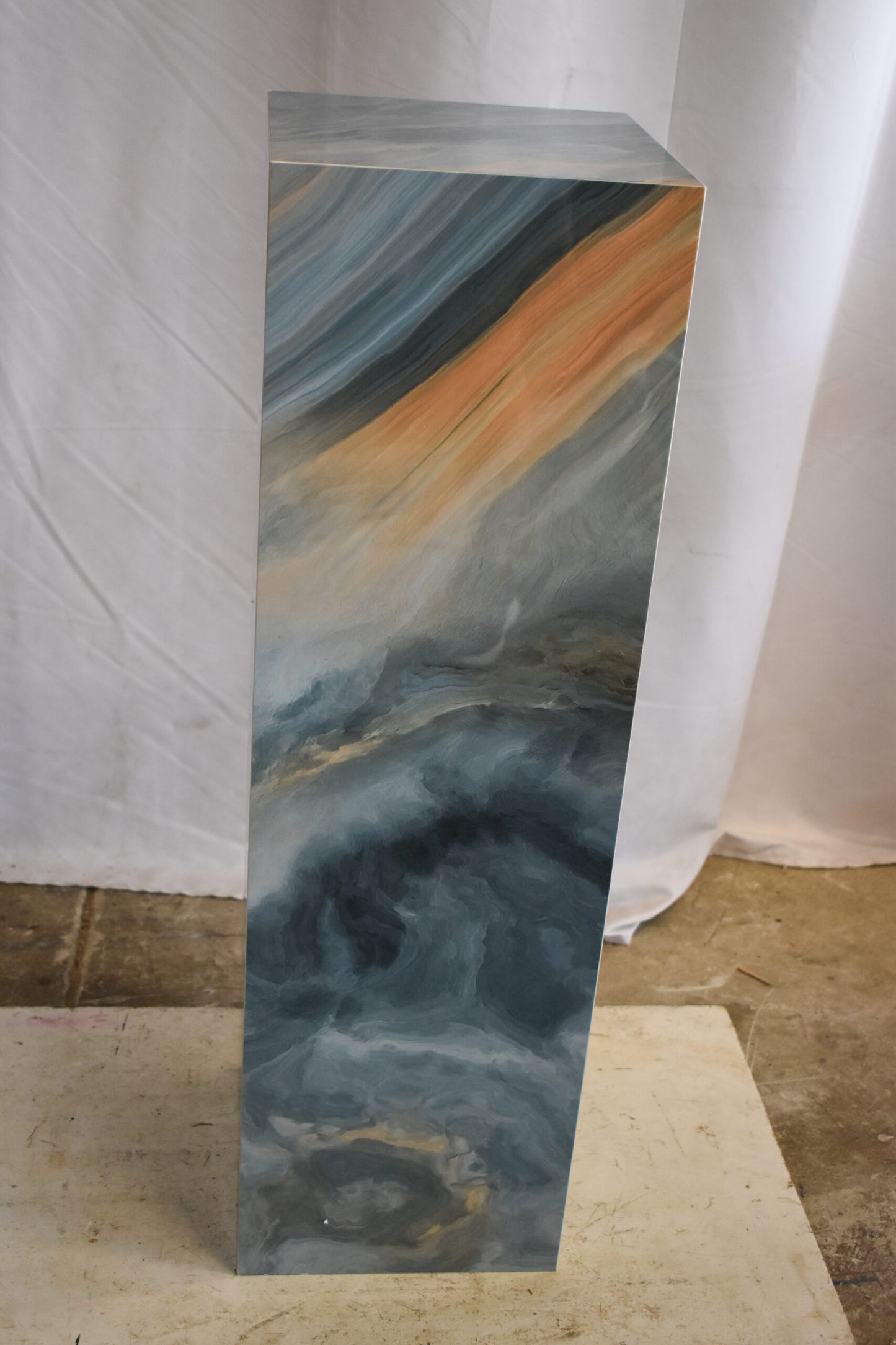 Pedestal For Artwork, Modern Sky-Blue Look Made of Porcelain.  12" x 12" x 39"H