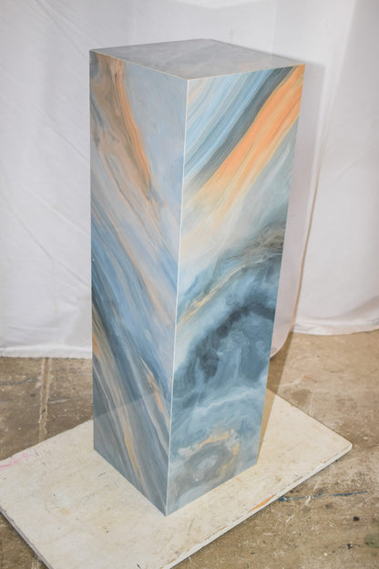 Pedestal For Artwork, Modern Sky-Blue Look Made of Porcelain.  12" x 12" x 39"H