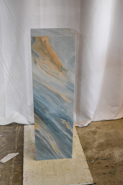 Pedestal For Artwork, Modern Sky-Blue Look Made of Porcelain.  12" x 12" x 39"H