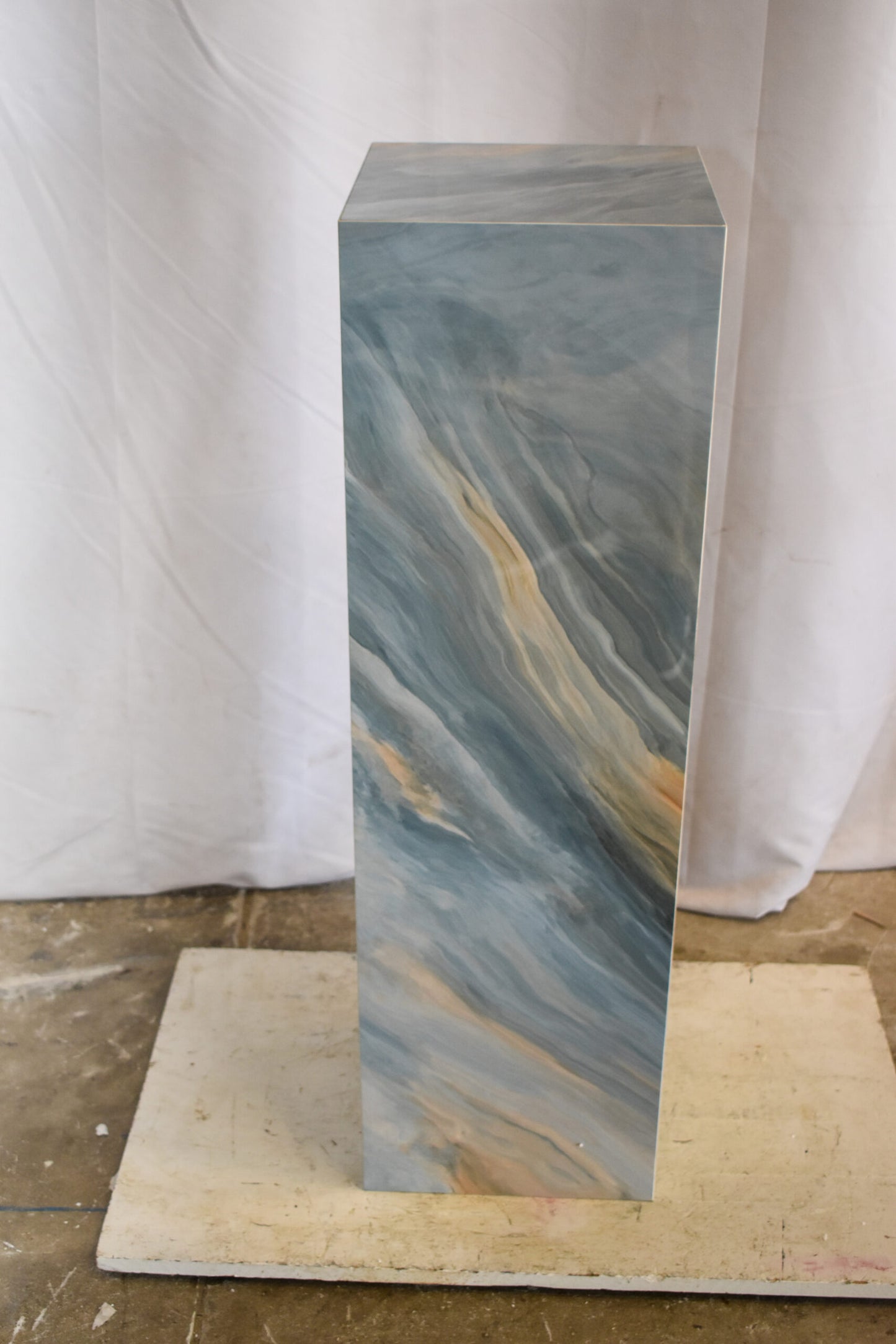 Pedestal For Artwork, Modern Sky-Blue Look Made of Porcelain.  12" x 12" x 39"H