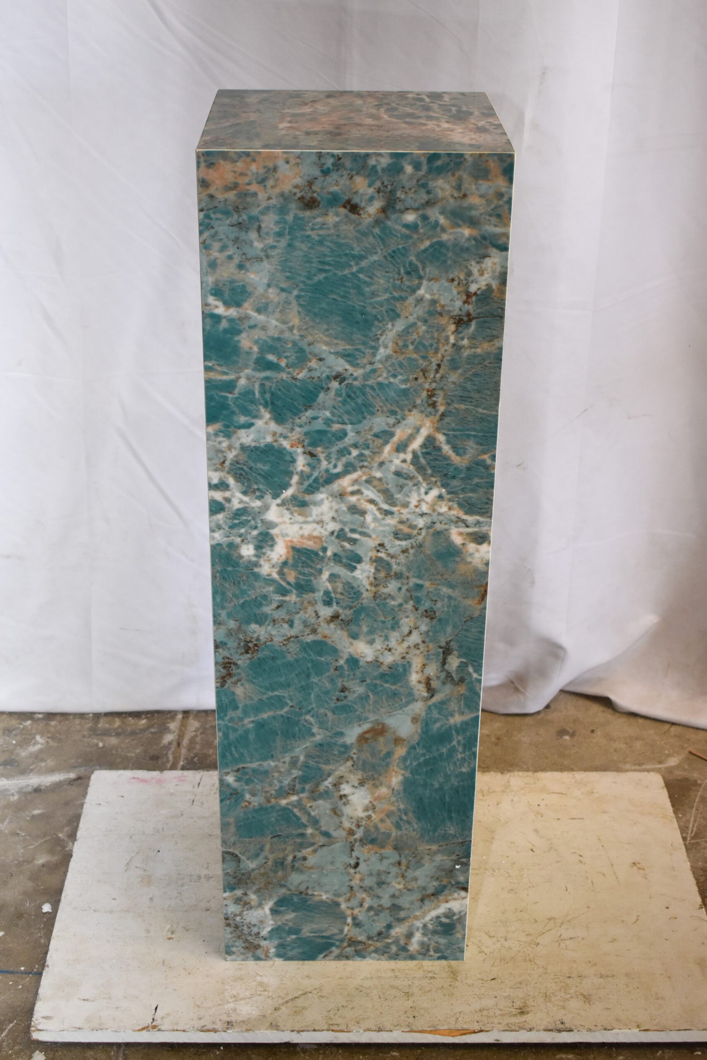Pedestal For Artwork, Liquid Ocean Blue Made of Porcelain.  12" x 12" x 39"H