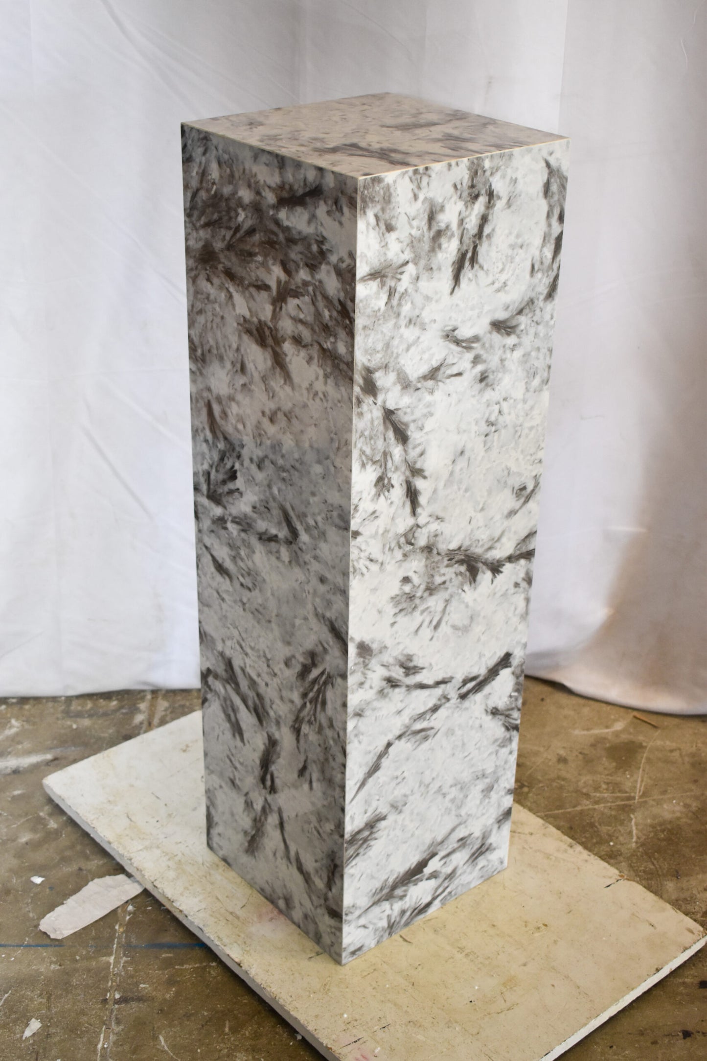 Pedestal For Artwork, Modern Gray Black and White Porcelain.  12" x 12" x 39"H