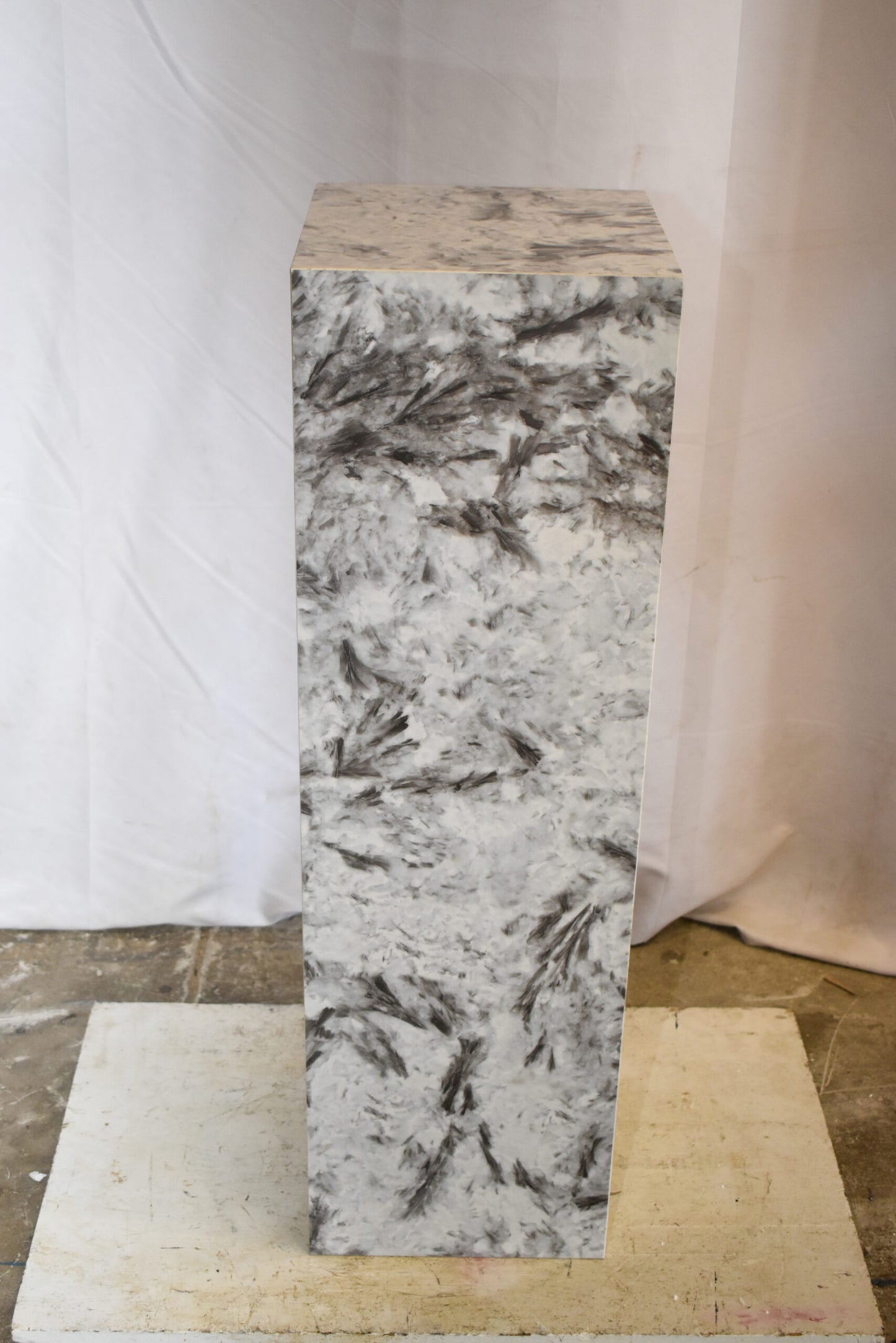 Pedestal For Artwork, Modern Gray Black and White Porcelain.  12" x 12" x 39"H