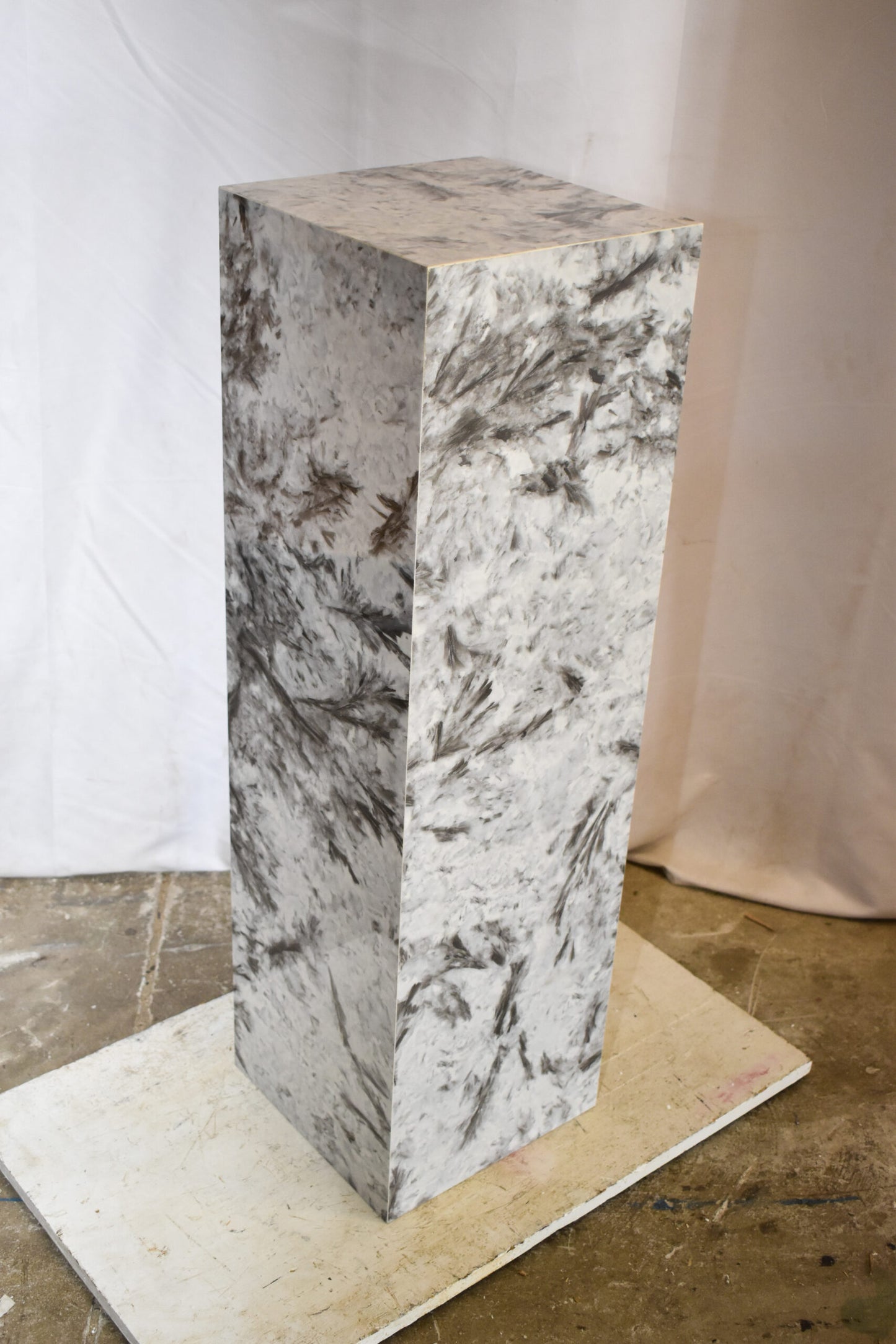 Pedestal For Artwork, Modern Gray Black and White Porcelain.  12" x 12" x 39"H