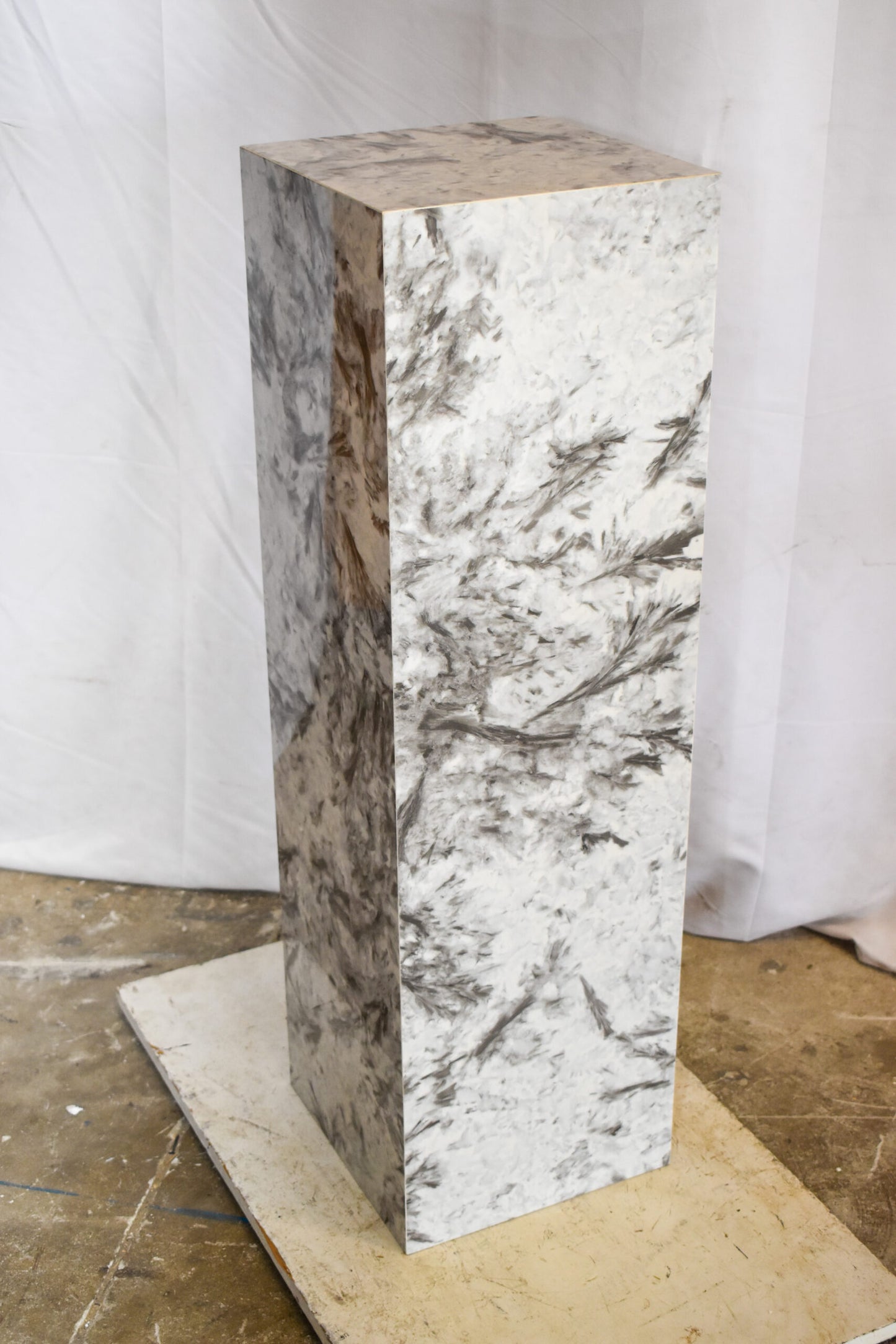 Pedestal For Artwork, Modern Gray Black and White Porcelain.  12" x 12" x 39"H