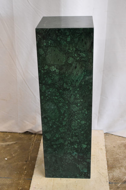 Pedestal For Artwork, Modern Dark Green and Black Marble Stone 12" x 12" x 39"H