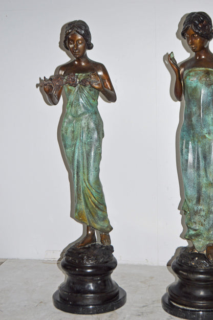 A Set of The Four-Season Goddess bronze statues - Size: 12"L x 12"W x 43"H Each