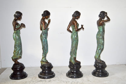 A Set of The Four-Season Goddess bronze statues - Size: 12"L x 12"W x 43"H Each