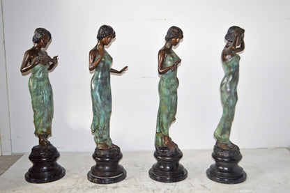A Set of The Four-Season Goddess bronze statues - Size: 12"L x 12"W x 43"H Each