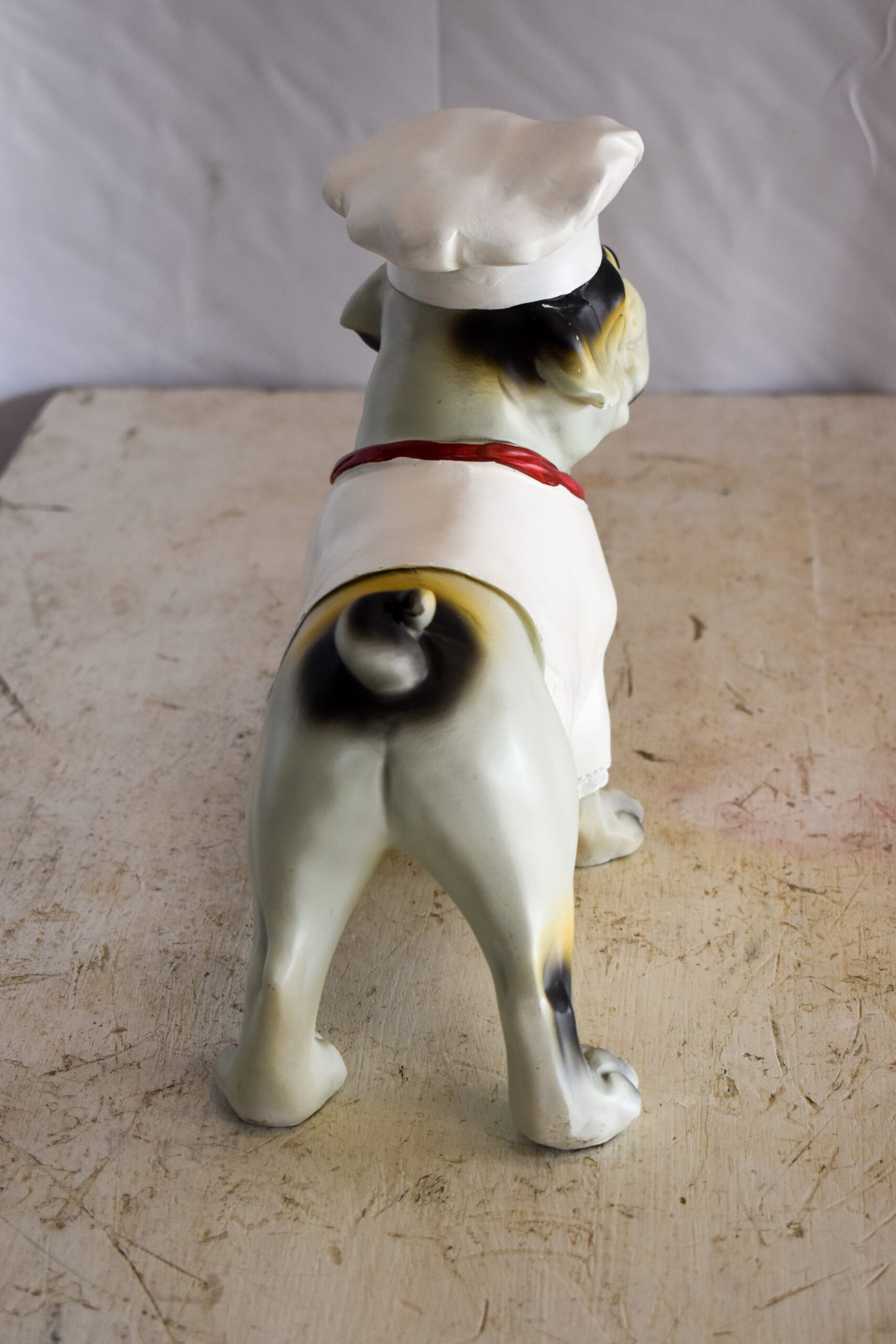 A Happy Dog Dressed as A Baker Man, Resin Statue 10" x 5" x 9"H