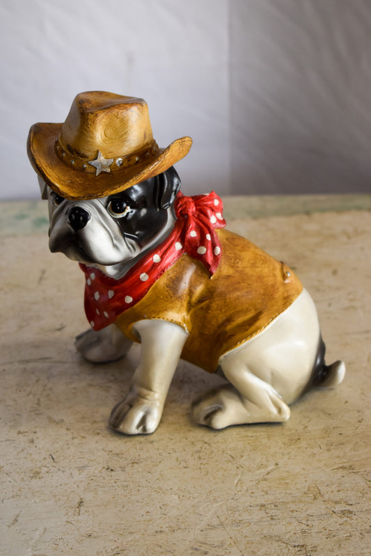 A Happy Dog Dressed as The Sheriff of The Town, Resin Statue 8" x 5" x 8"H