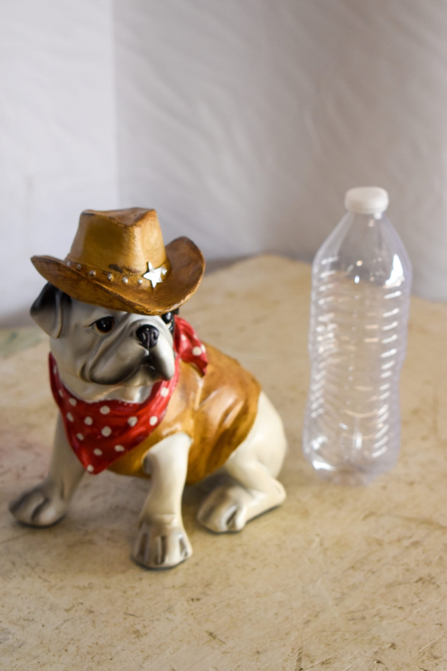A Happy Dog Dressed as The Sheriff of The Town, Resin Statue 8" x 5" x 8"H