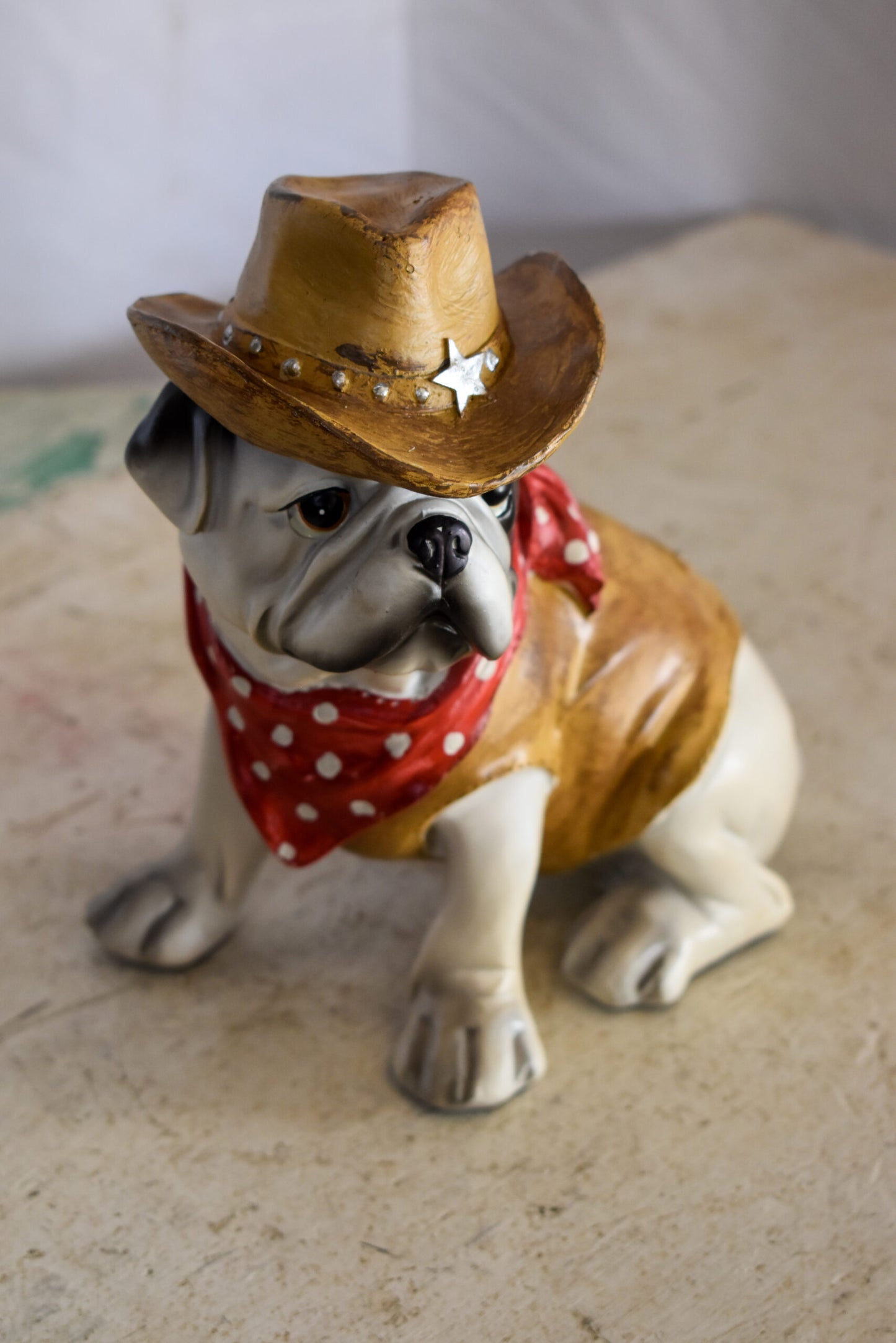 A Happy Dog Dressed as The Sheriff of The Town, Resin Statue 8" x 5" x 8"H