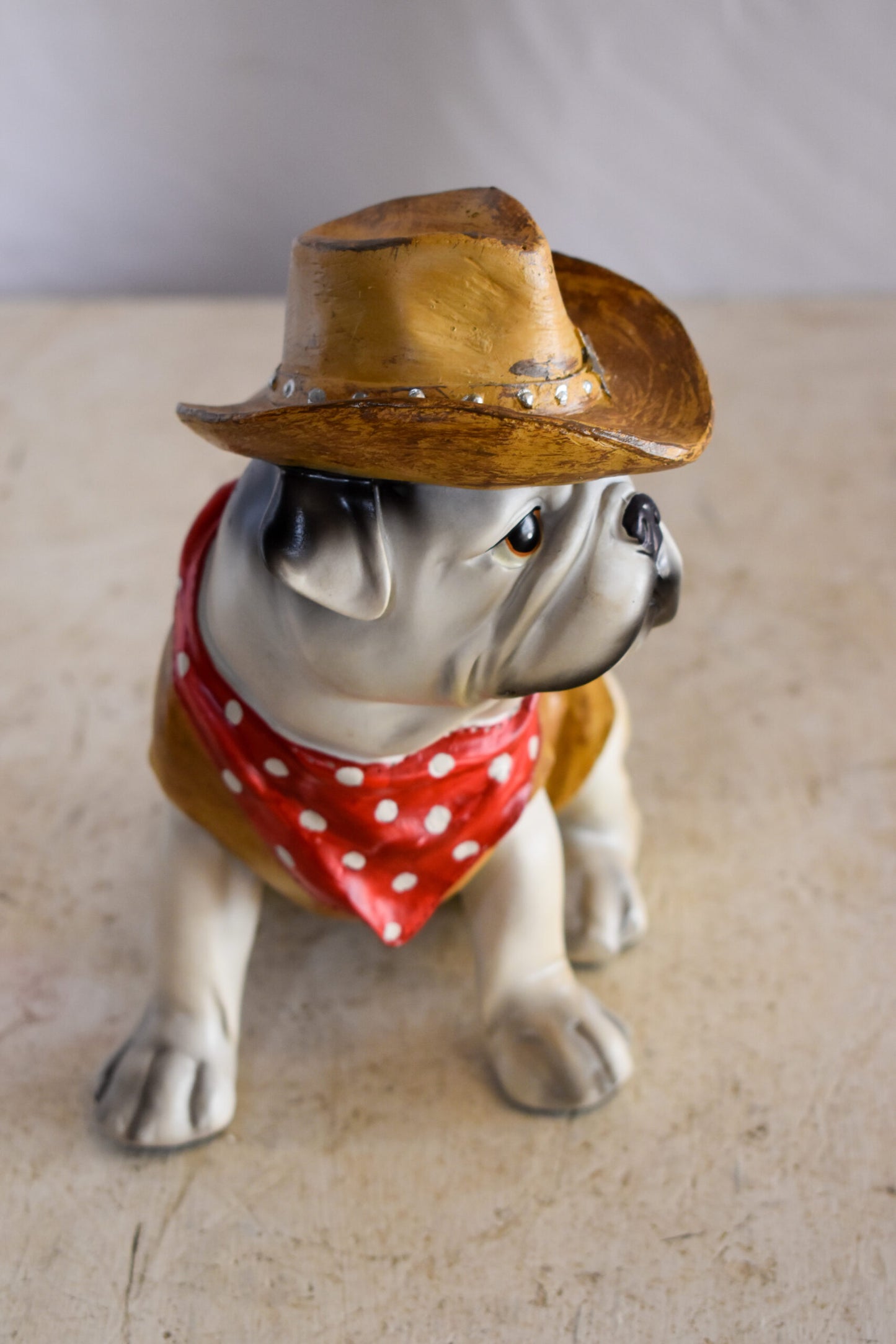 A Happy Dog Dressed as The Sheriff of The Town, Resin Statue 8" x 5" x 8"H