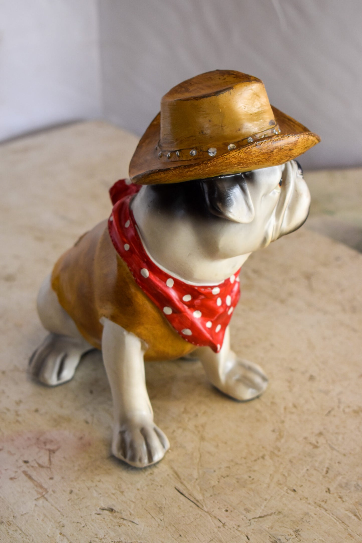 A Happy Dog Dressed as The Sheriff of The Town, Resin Statue 8" x 5" x 8"H
