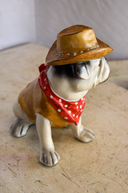 A Happy Dog Dressed as The Sheriff of The Town, Resin Statue 8" x 5" x 8"H