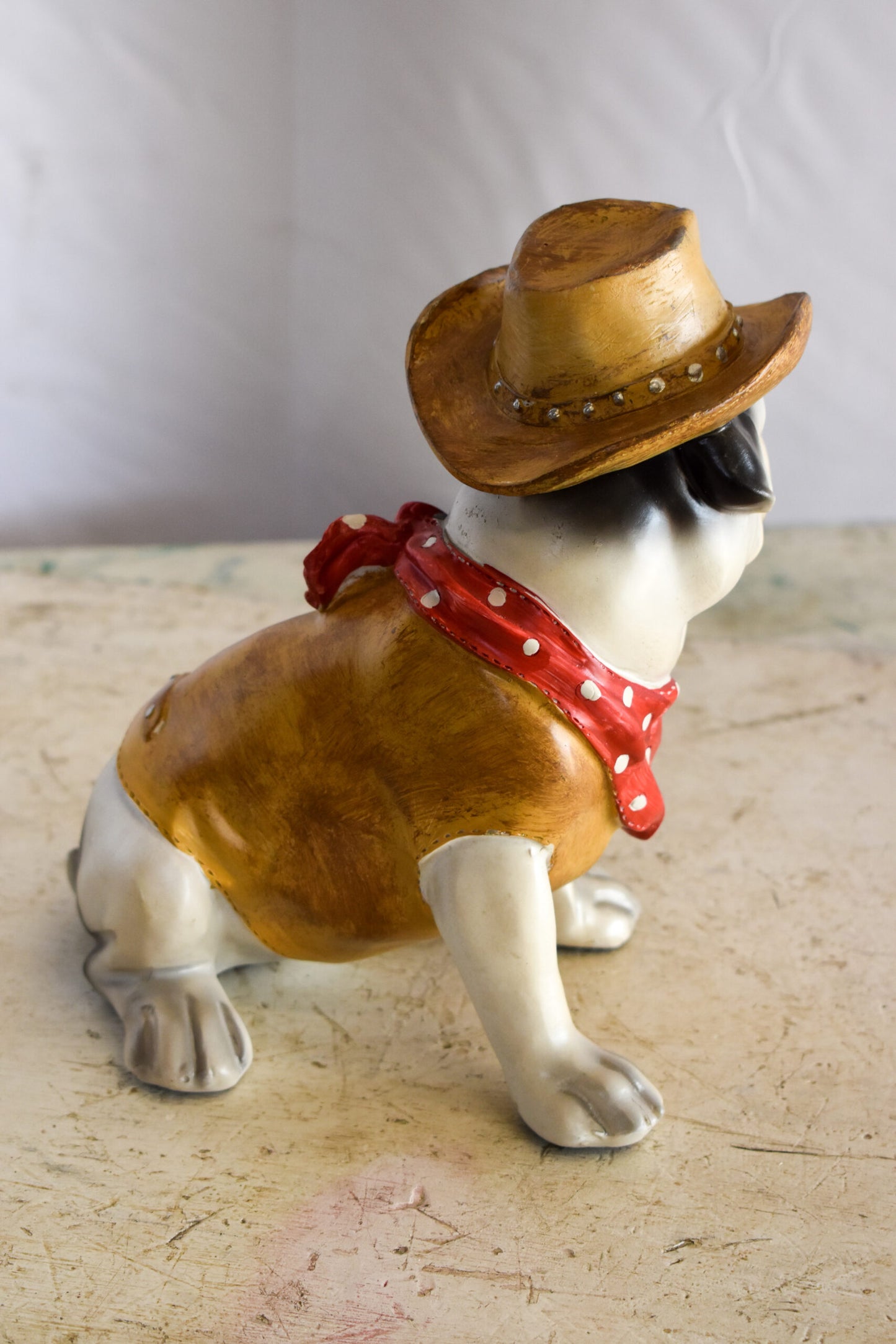 A Happy Dog Dressed as The Sheriff of The Town, Resin Statue 8" x 5" x 8"H