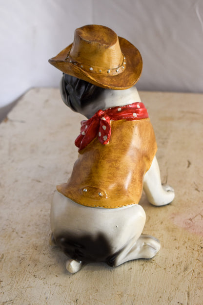 A Happy Dog Dressed as The Sheriff of The Town, Resin Statue 8" x 5" x 8"H